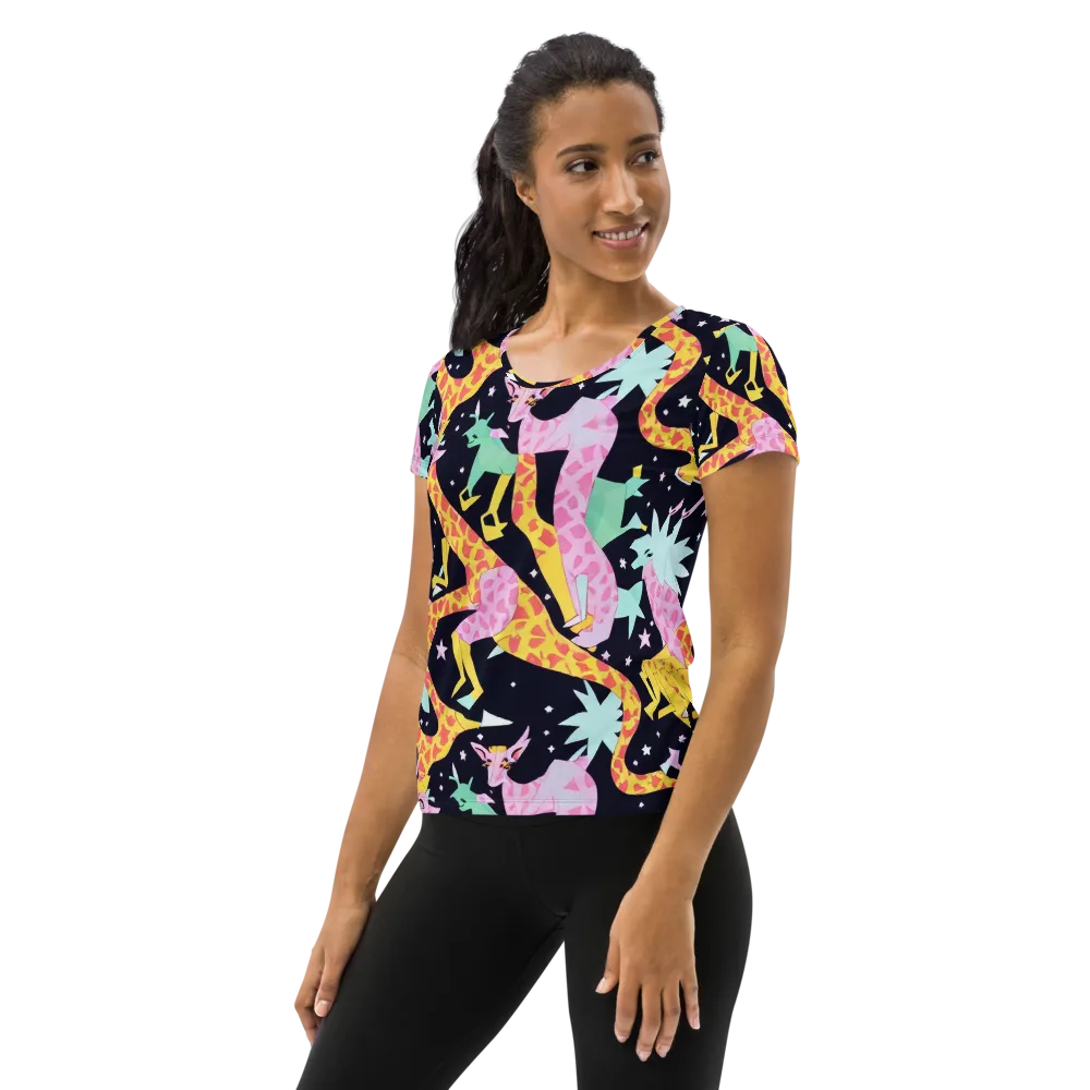 Starlit Menagerie on Women's Athletic T-Shirt — Left