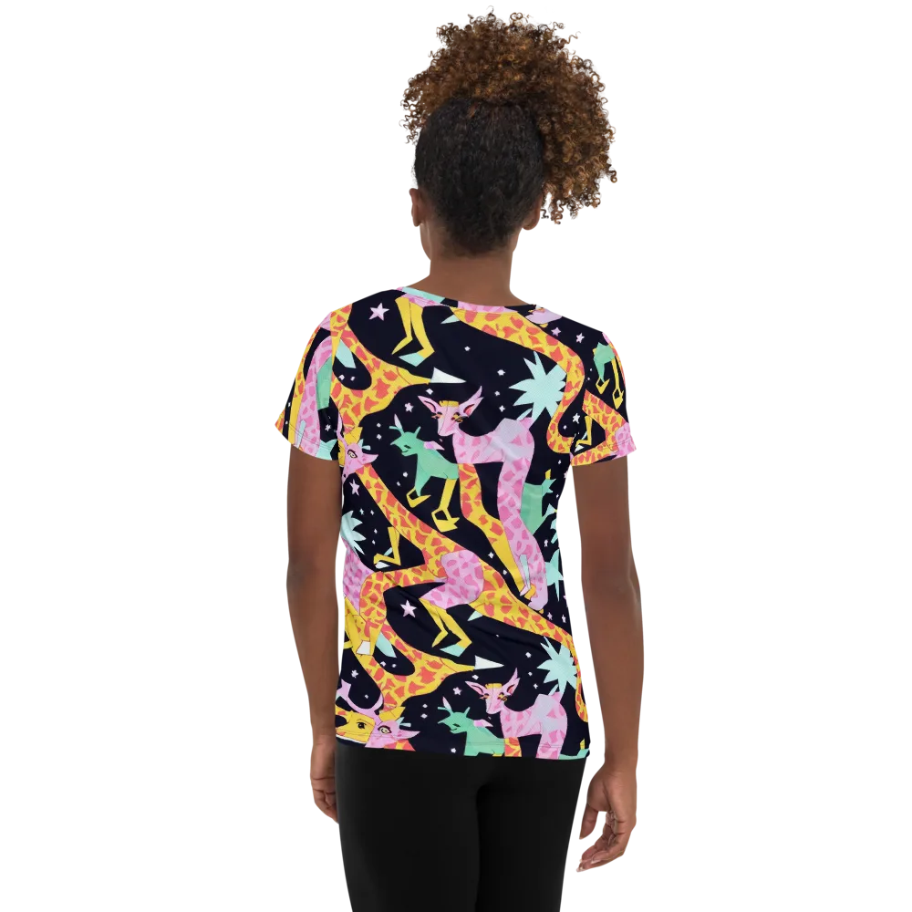 Starlit Menagerie on Women's Athletic T-Shirt — Back