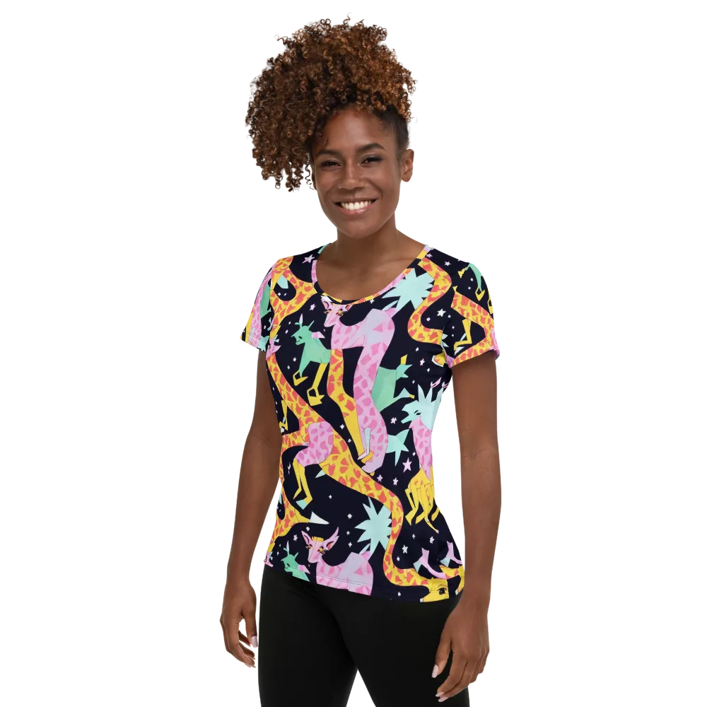 Starlit Menagerie on Women's Athletic T-Shirt — Left