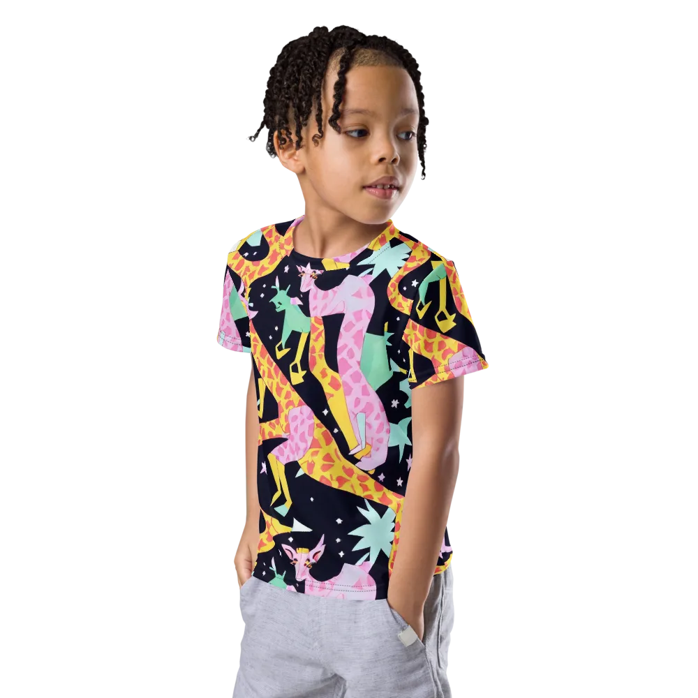 Starlit Menagerie on Kids Crew Neck T-Shirt — Left Front
