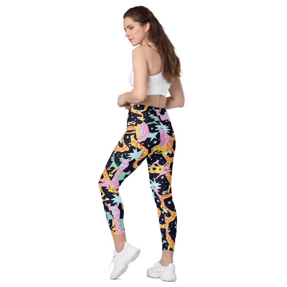 Starlit Menagerie on Leggings with Pockets — Left Back