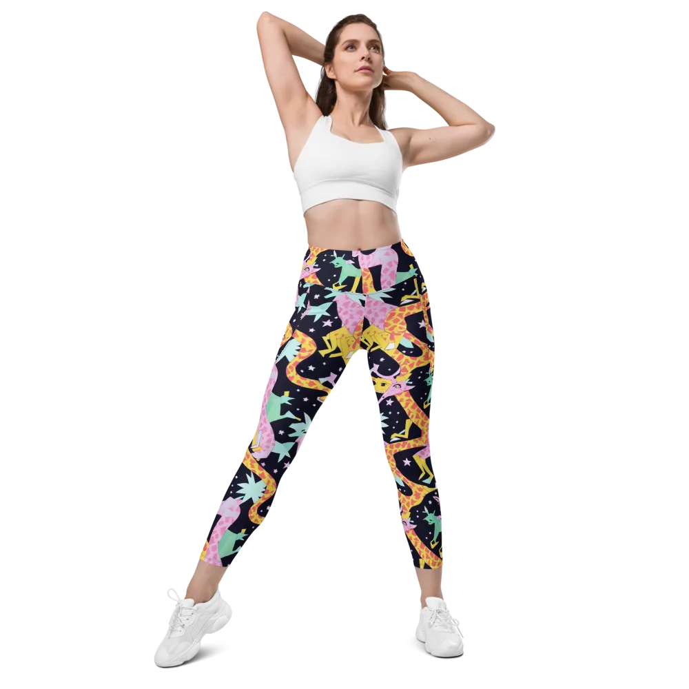 Starlit Menagerie on Leggings with Pockets — Front