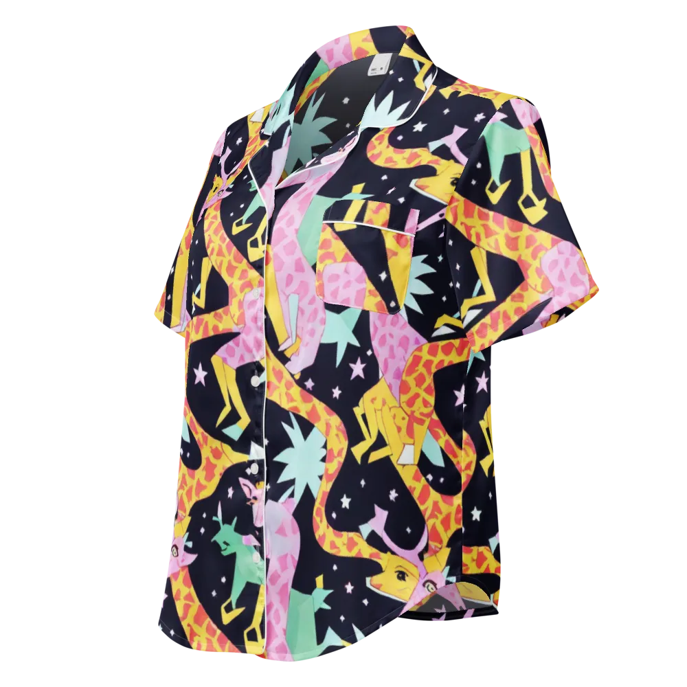 Starlit Menagerie on Women's Short Sleeve Pajama Top — Left Front