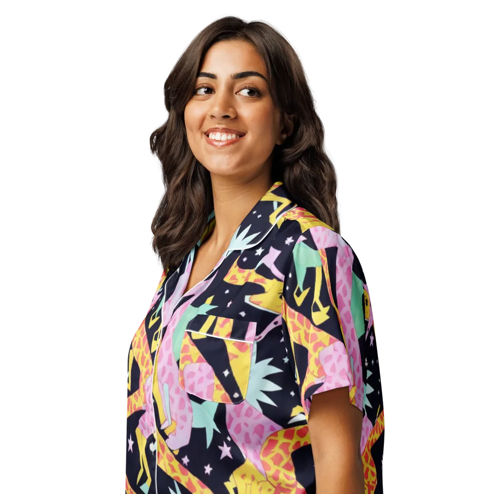 Starlit Menagerie on Women's Short Sleeve Pajama Top — Left Front