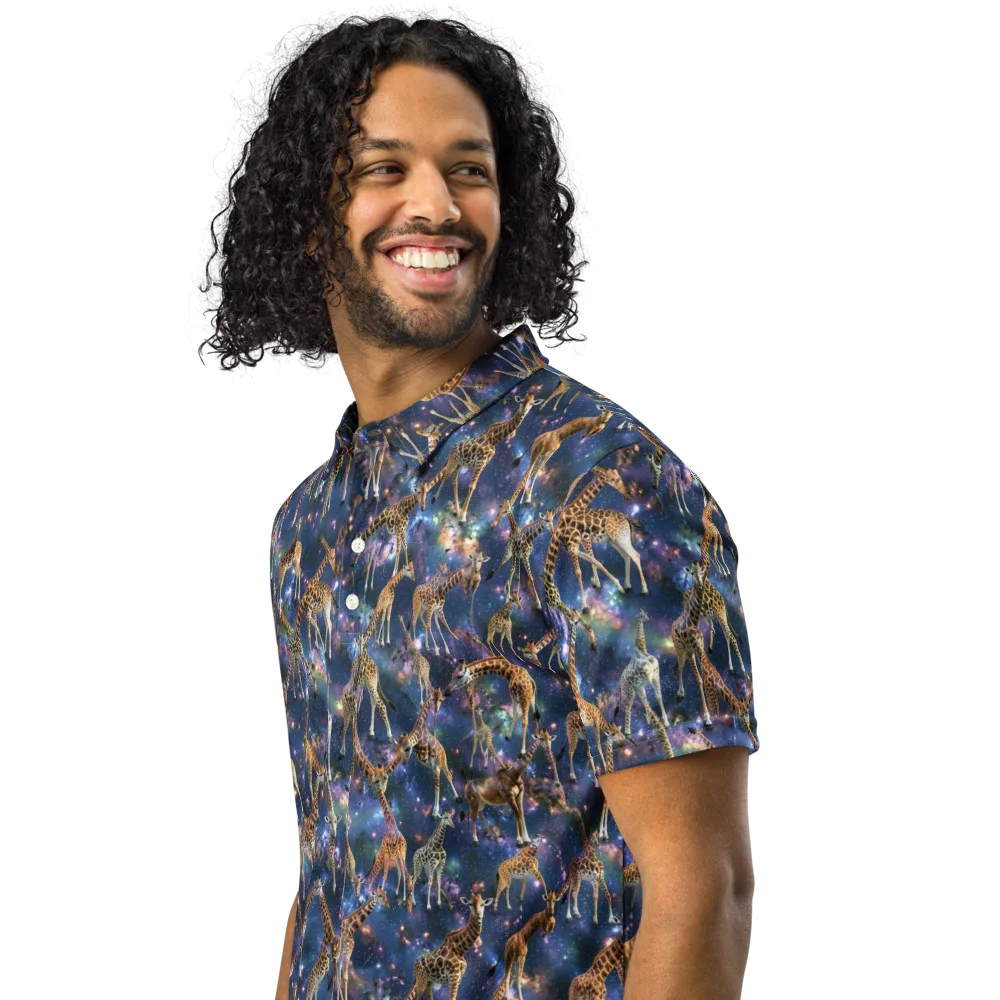 Astral Safari on Men's Slim Fit Polo Shirt — Left Front