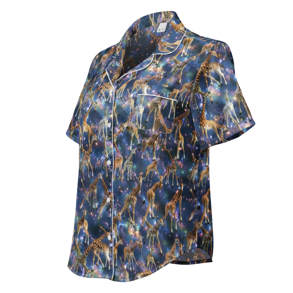 Astral Safari on Women's Short Sleeve Pajama Top — Left Front