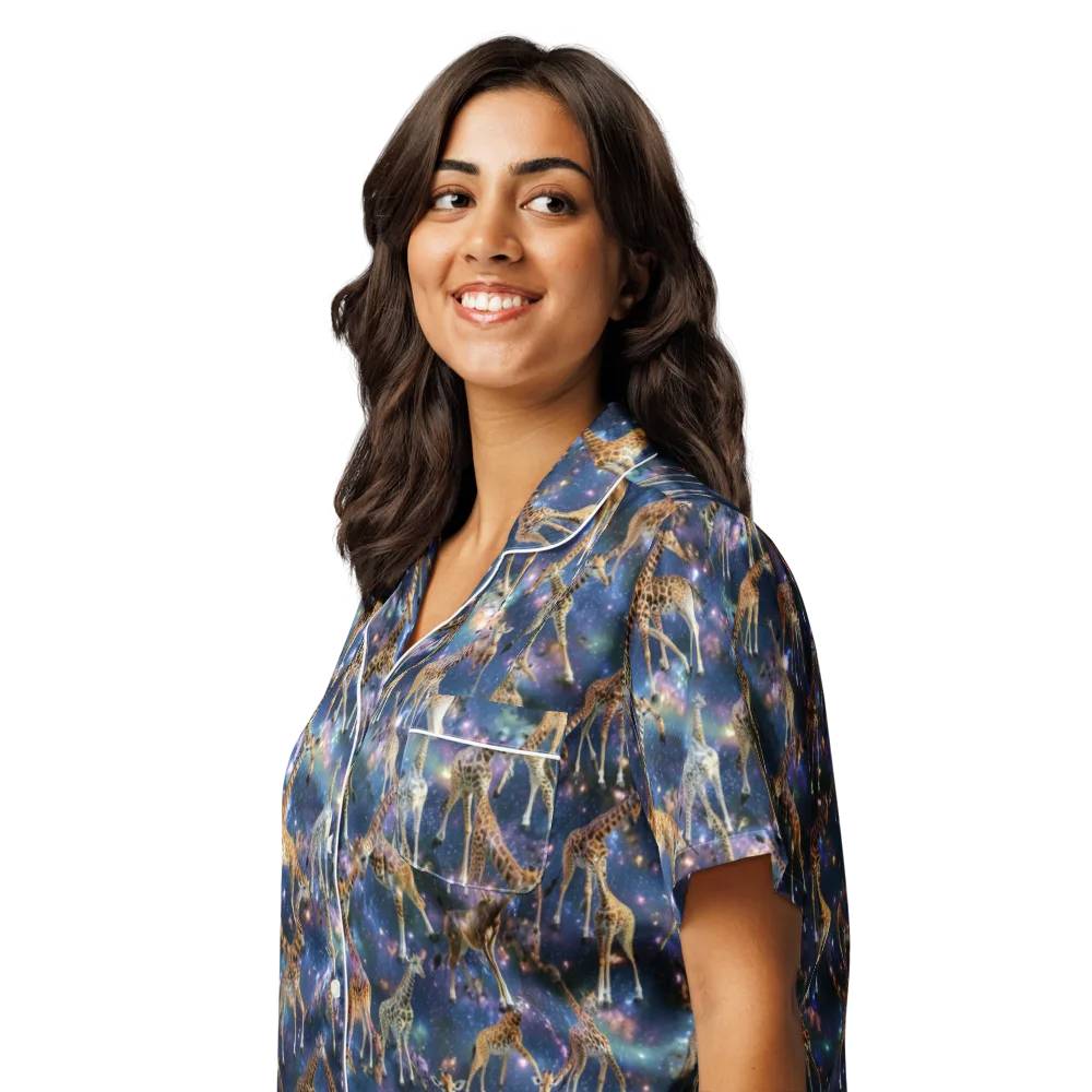 Astral Safari on Women's Short Sleeve Pajama Top — Left Front