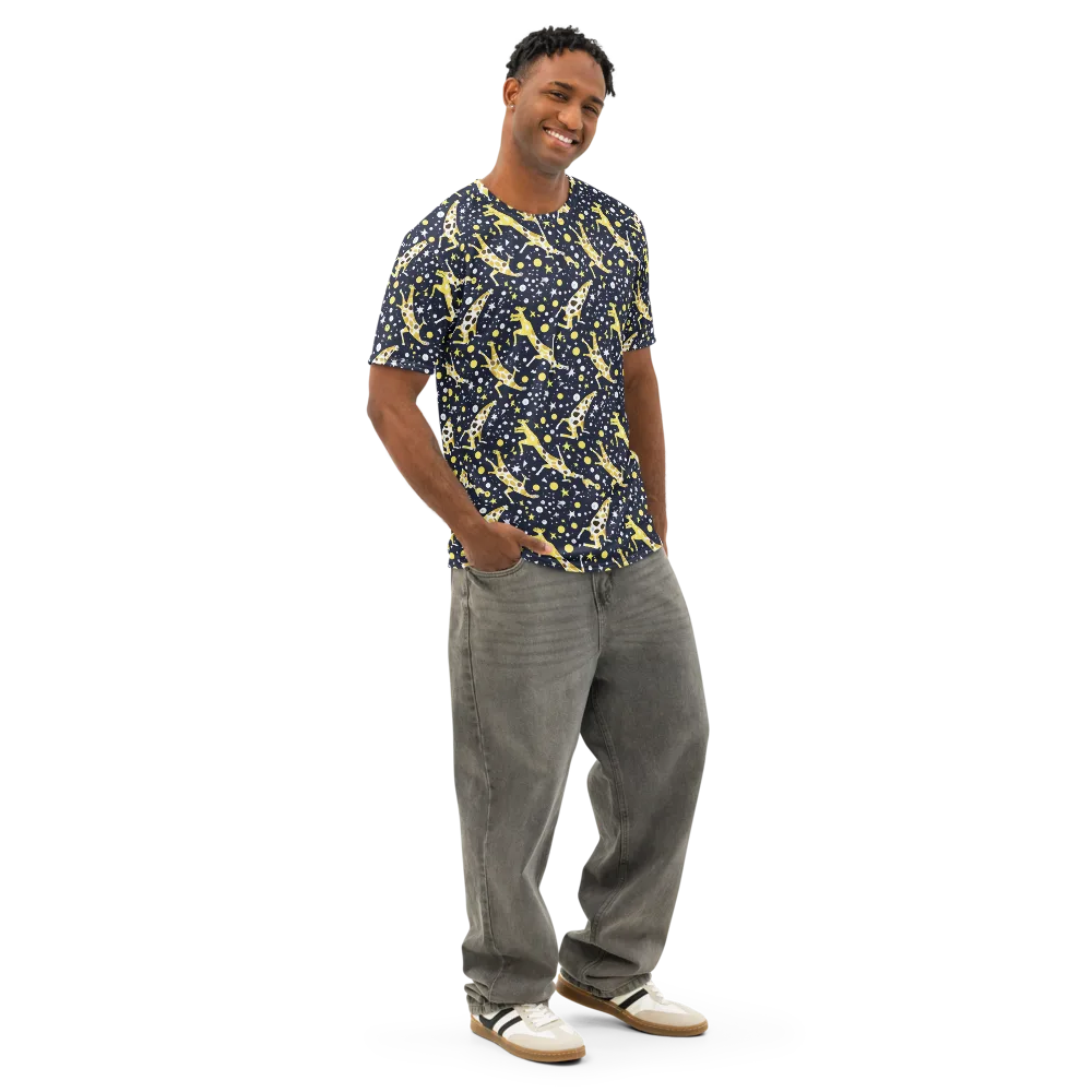 Starlit Safari on Men's Cotton Crew Neck T-Shirt — Right Front