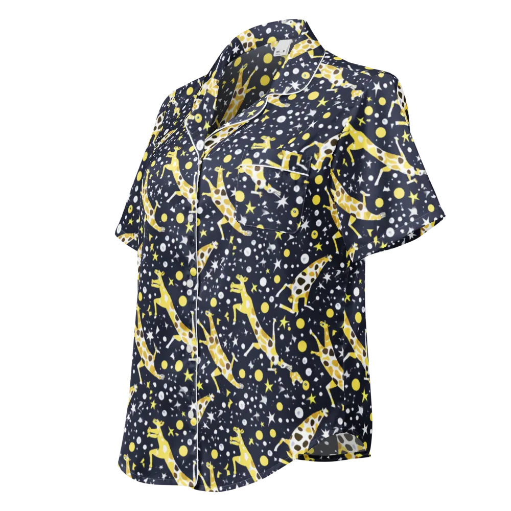 Starlit Safari on Women's Short Sleeve Pajama Top — Left Front
