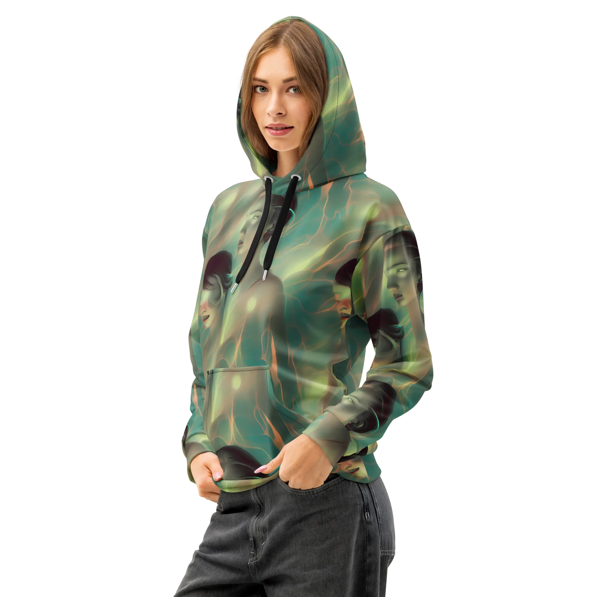 Spectral Whisper on Cotton Hoodie — Left Front