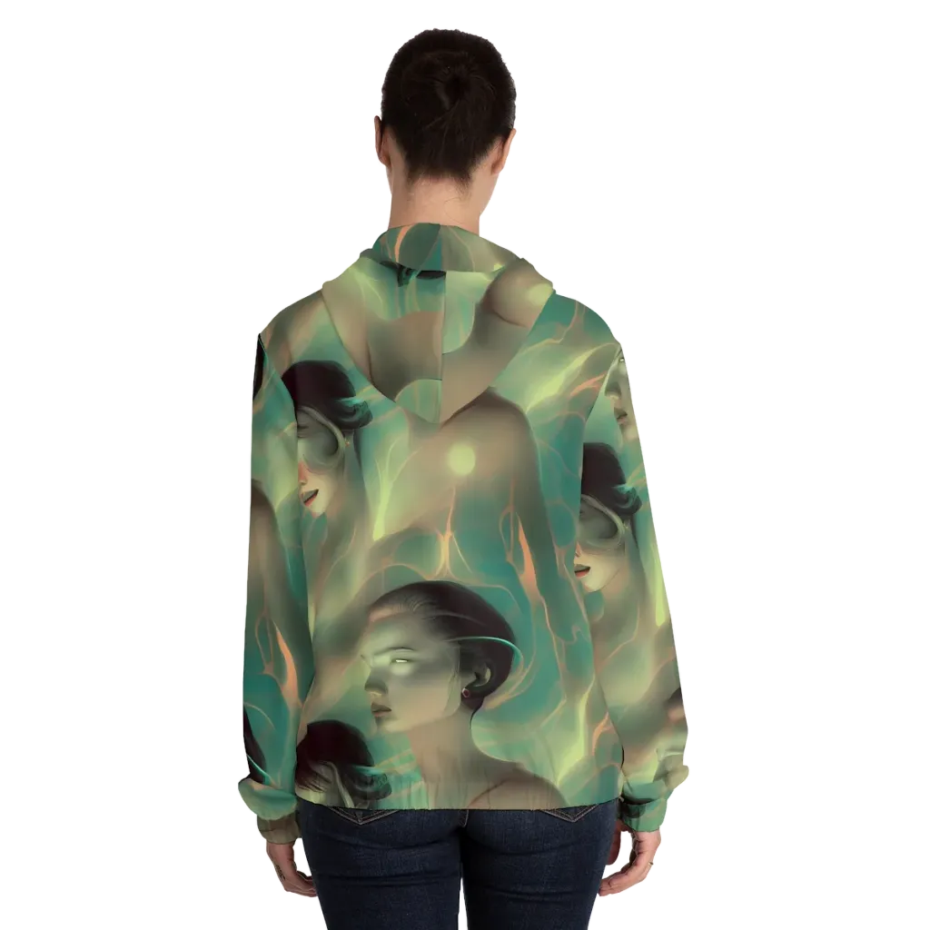 Spectral Whisper on Women's Full-Zip Hoodie — Back On Person