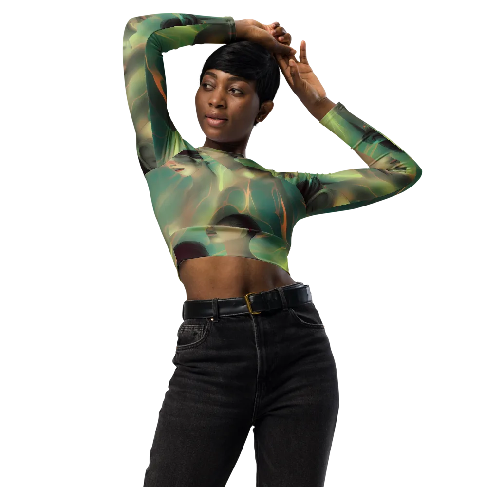 Spectral Whisper on Long Sleeve Crop Top — Front