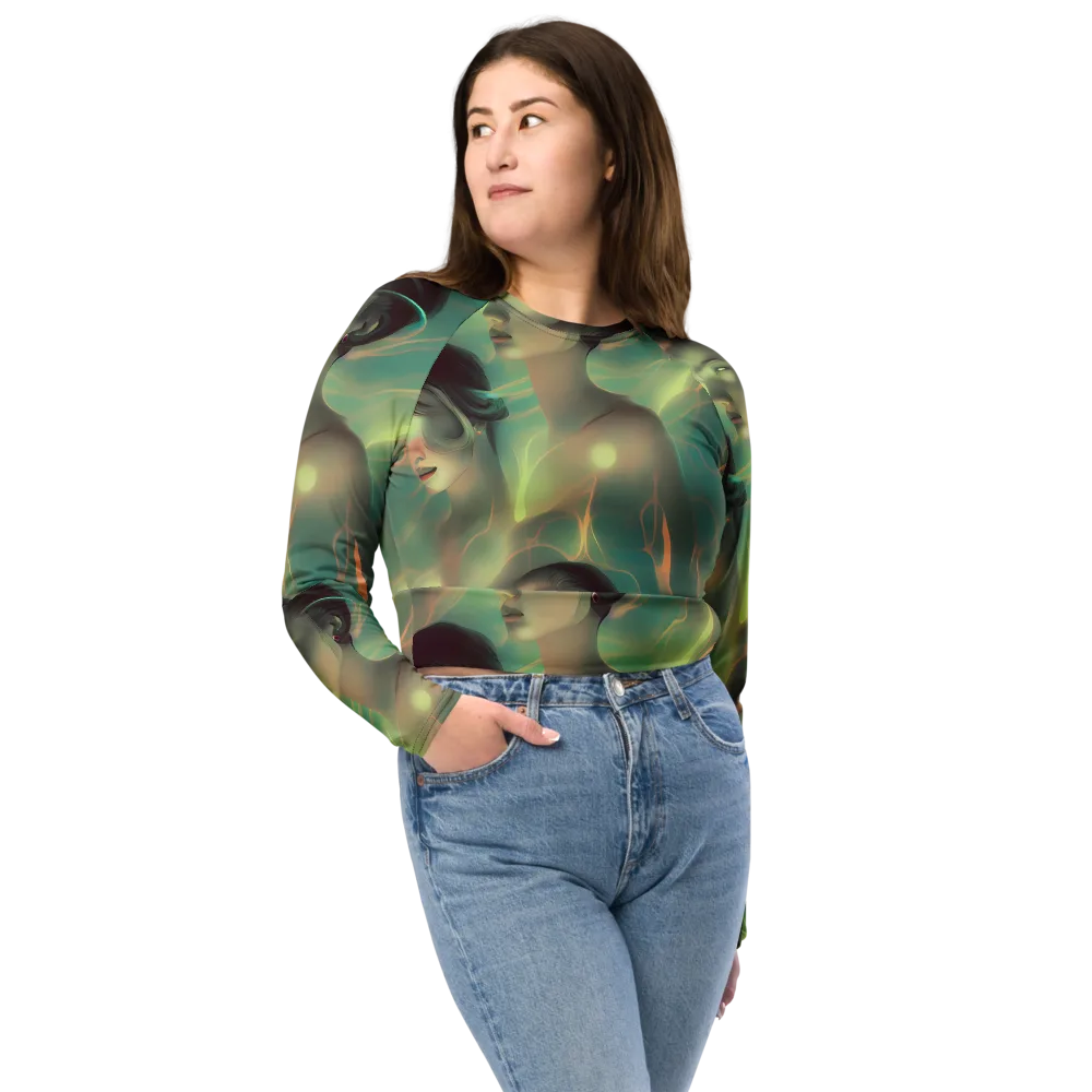 Spectral Whisper on Long Sleeve Crop Top — Front