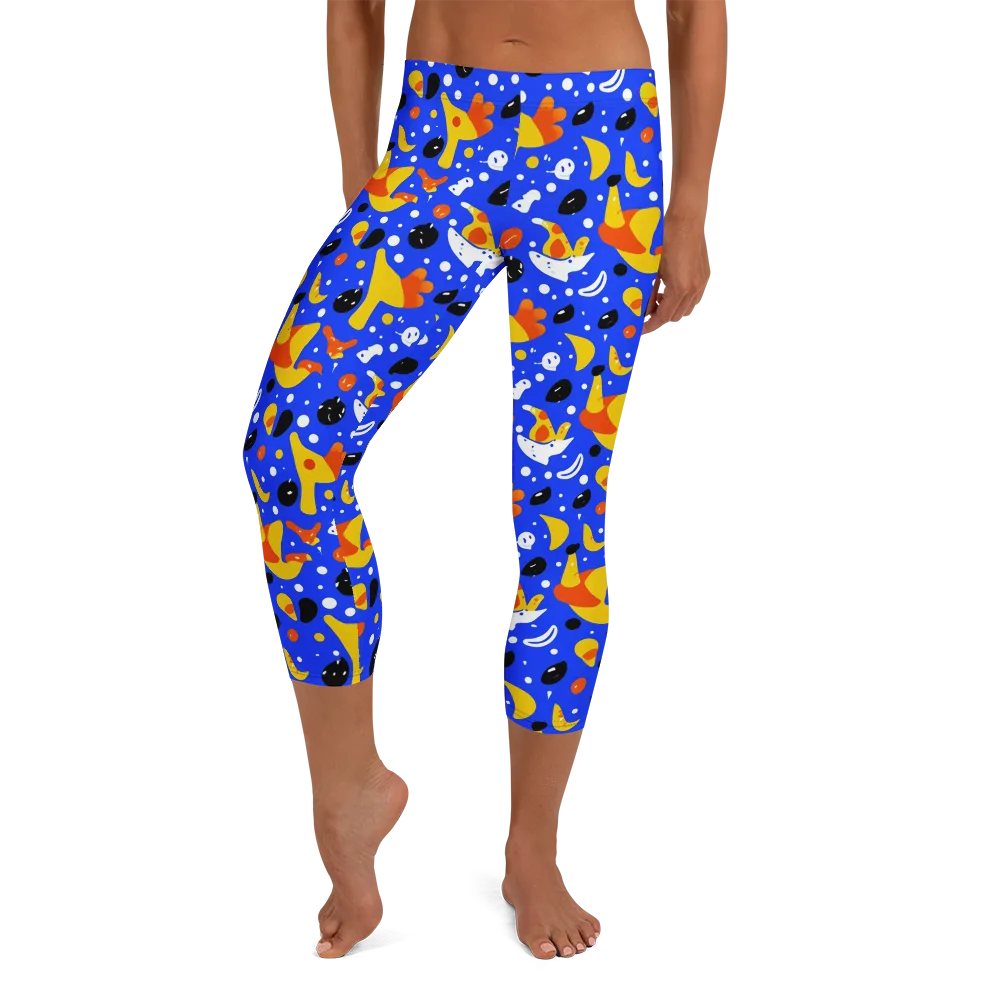 Blueberry Bazaar on Capri Leggings — Front