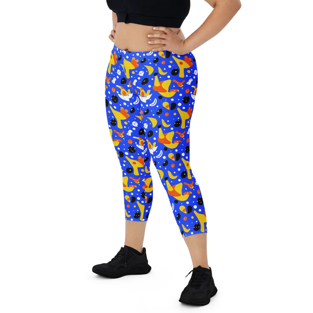 Blueberry Bazaar on Capri Leggings — Front