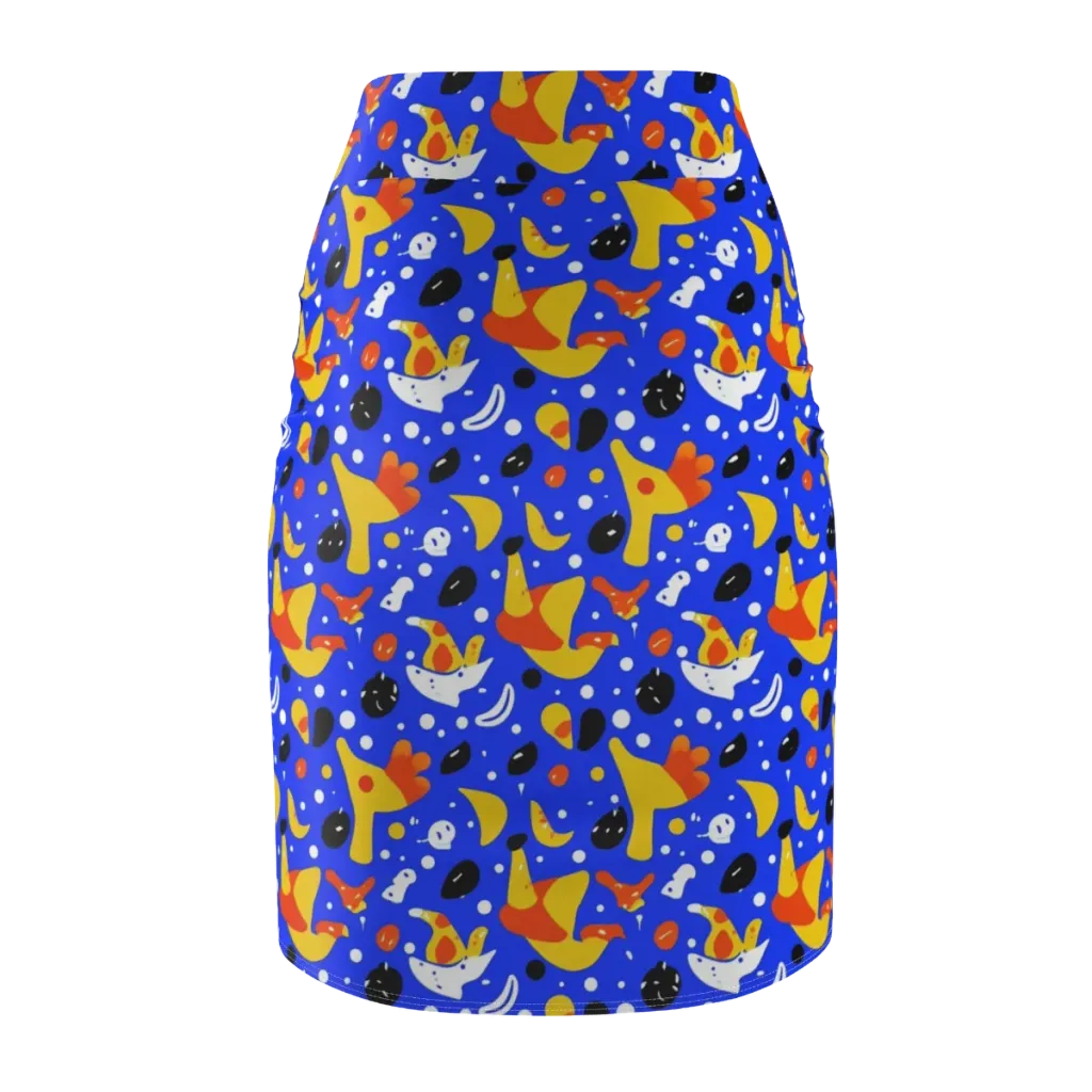 Blueberry Bazaar on Pencil Skirt — Back