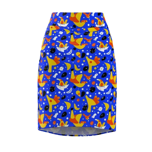 Blueberry Bazaar on a Pencil Skirt