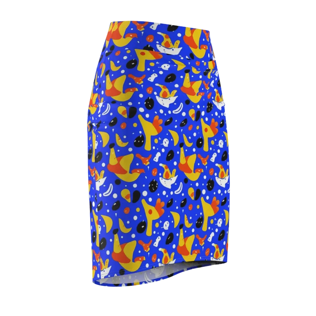 Blueberry Bazaar on Pencil Skirt — Front Side