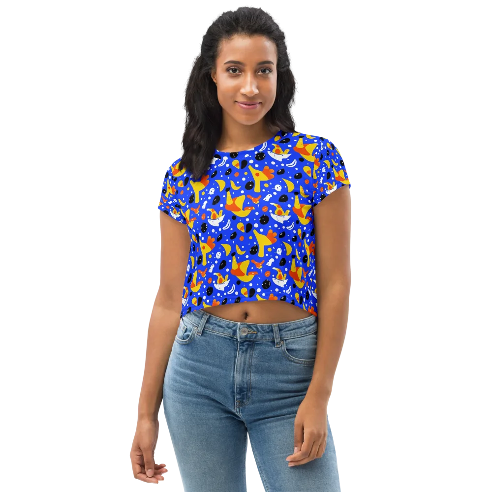 Blueberry Bazaar on Crop Tee — Front