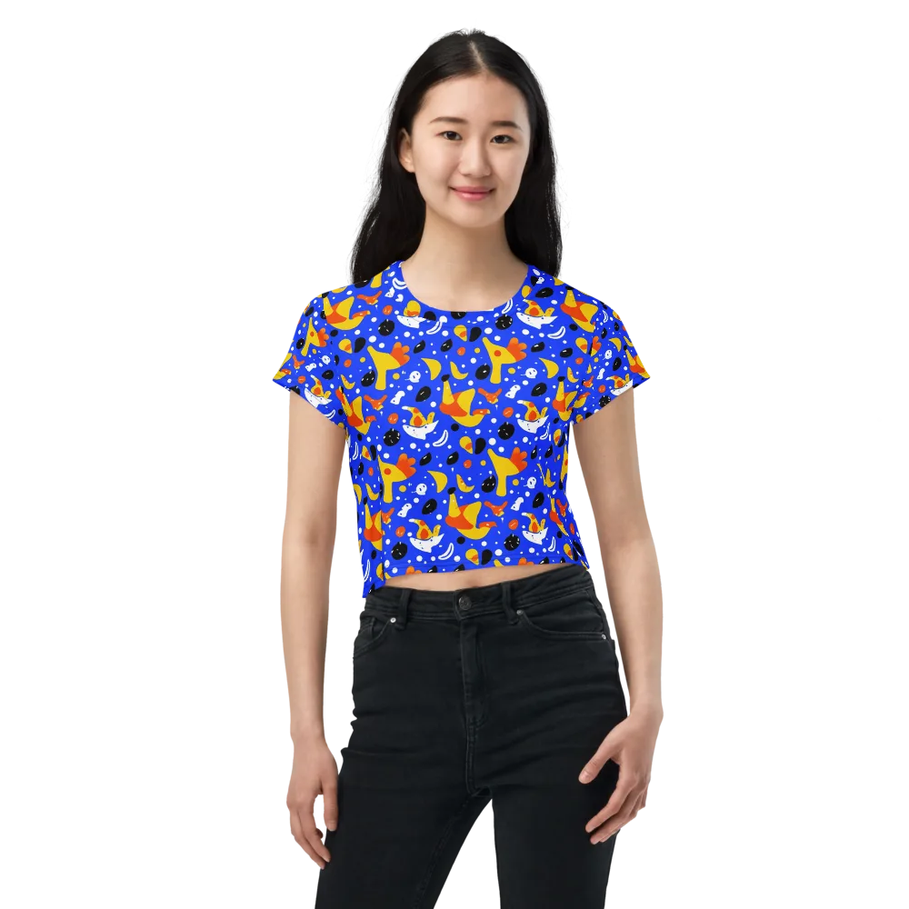 Blueberry Bazaar on Crop Tee — Front
