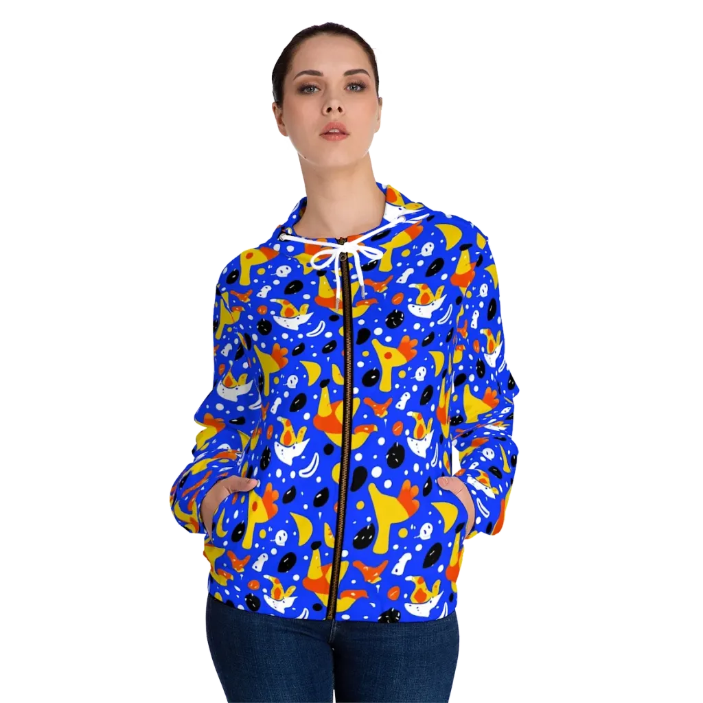 Blueberry Bazaar on Women's Full-Zip Hoodie — Front On Person