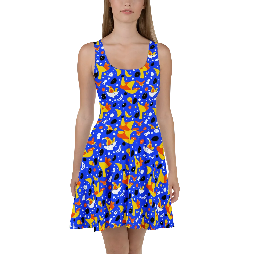 Blueberry Bazaar on Skater Dress — Front