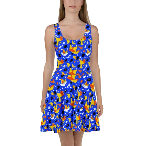 Blueberry Bazaar on a Skater Dress