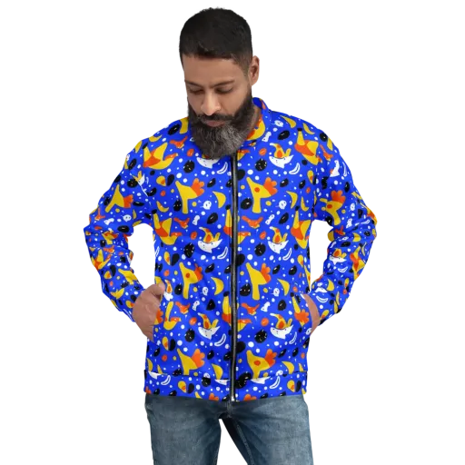 Blueberry Bazaar on a Bomber Jacket