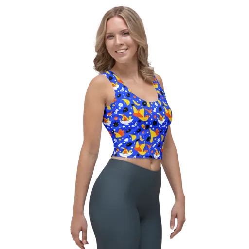 Blueberry Bazaar on a Crop Top