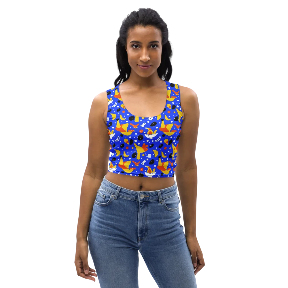 Blueberry Bazaar on Crop Top — Front