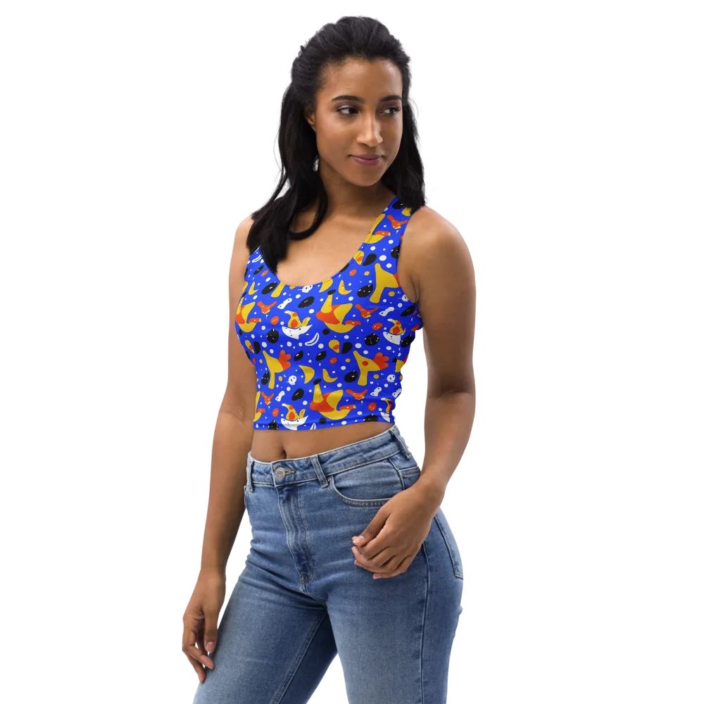 Blueberry Bazaar on Crop Top — Left Front