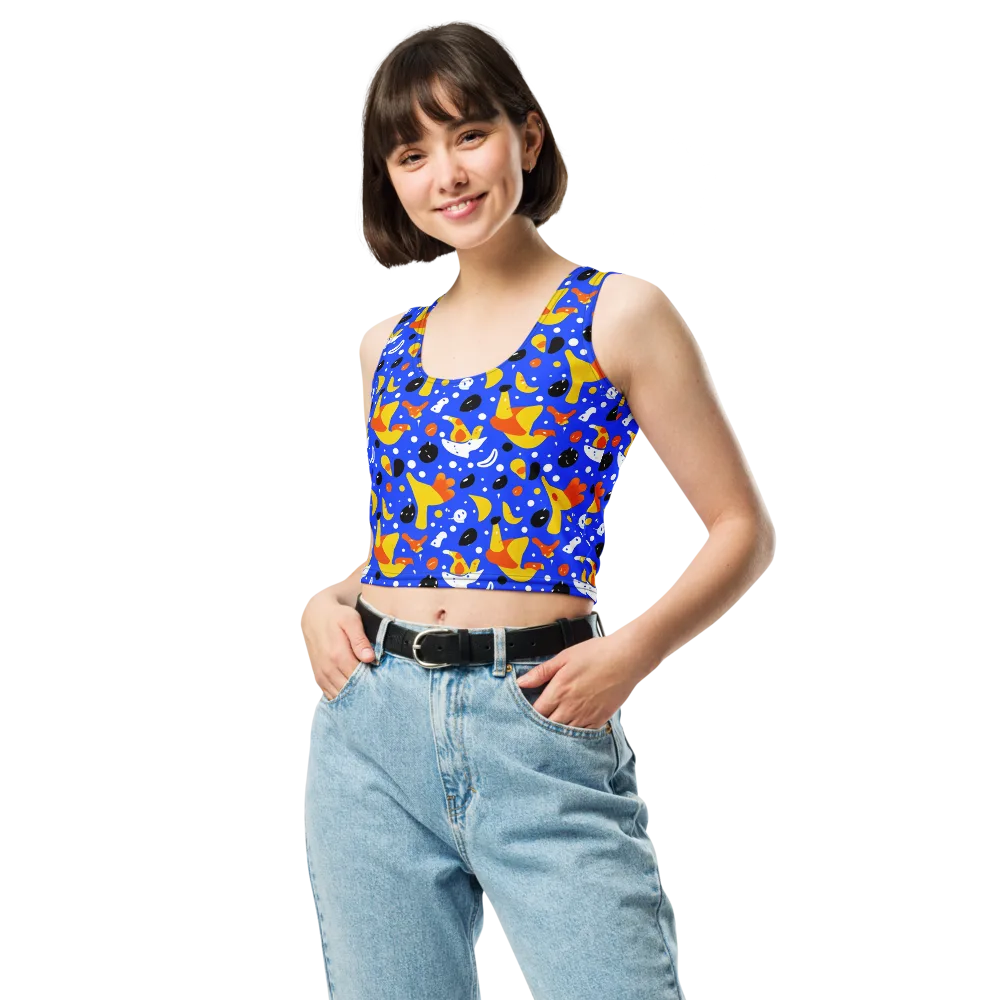 Blueberry Bazaar on Crop Top — Front