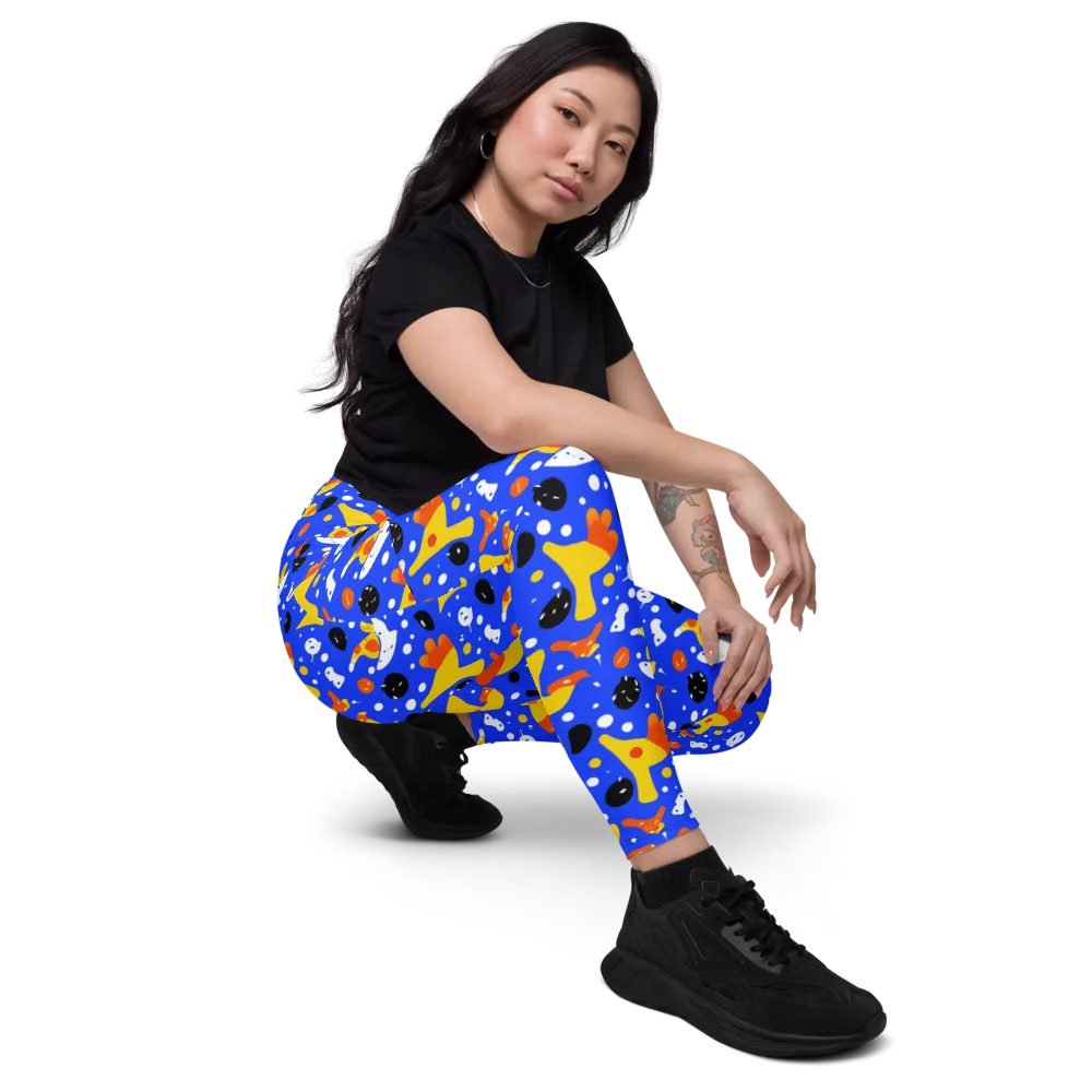 Blueberry Bazaar on Leggings with Pockets — Right Front
