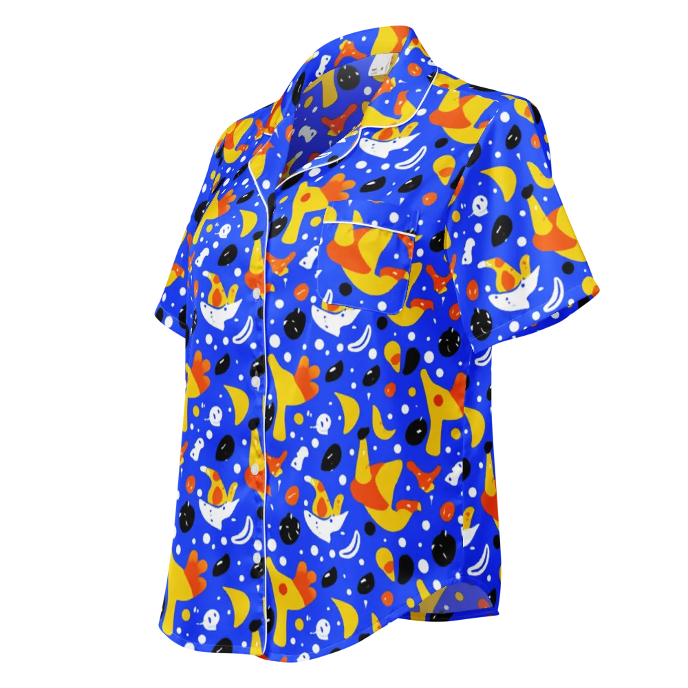 Blueberry Bazaar on Women's Short Sleeve Pajama Top — Left Front
