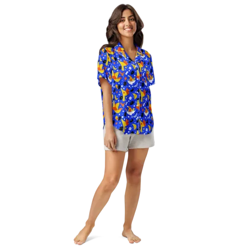 Blueberry Bazaar on a Women's Short Sleeve Pajama Top