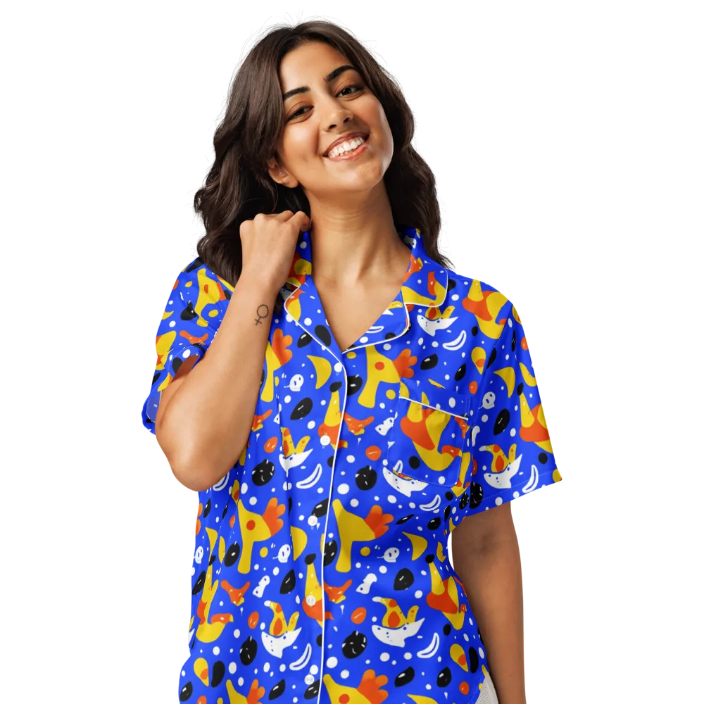 Blueberry Bazaar on Women's Short Sleeve Pajama Top — Front