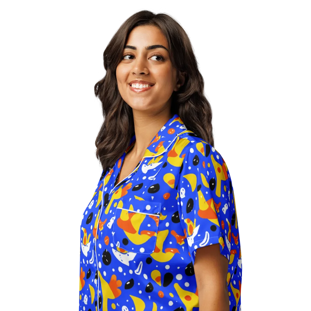 Blueberry Bazaar on Women's Short Sleeve Pajama Top — Left Front