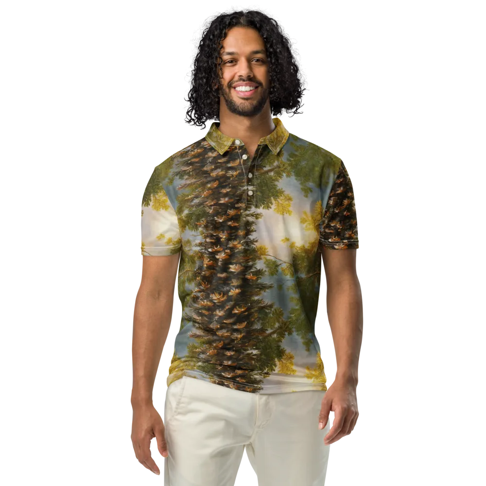 Golden Conifer on Men's Slim Fit Polo Shirt — Front