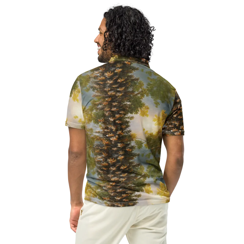 Golden Conifer on Men's Slim Fit Polo Shirt — Back