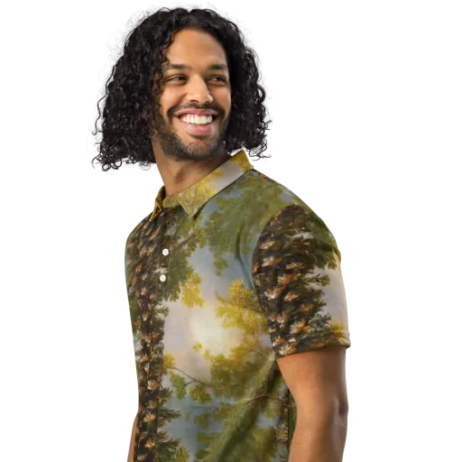 Golden Conifer on a Men's Slim Fit Polo Shirt