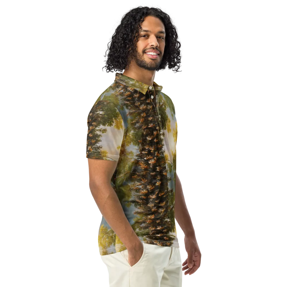 Golden Conifer on Men's Slim Fit Polo Shirt — Right Front