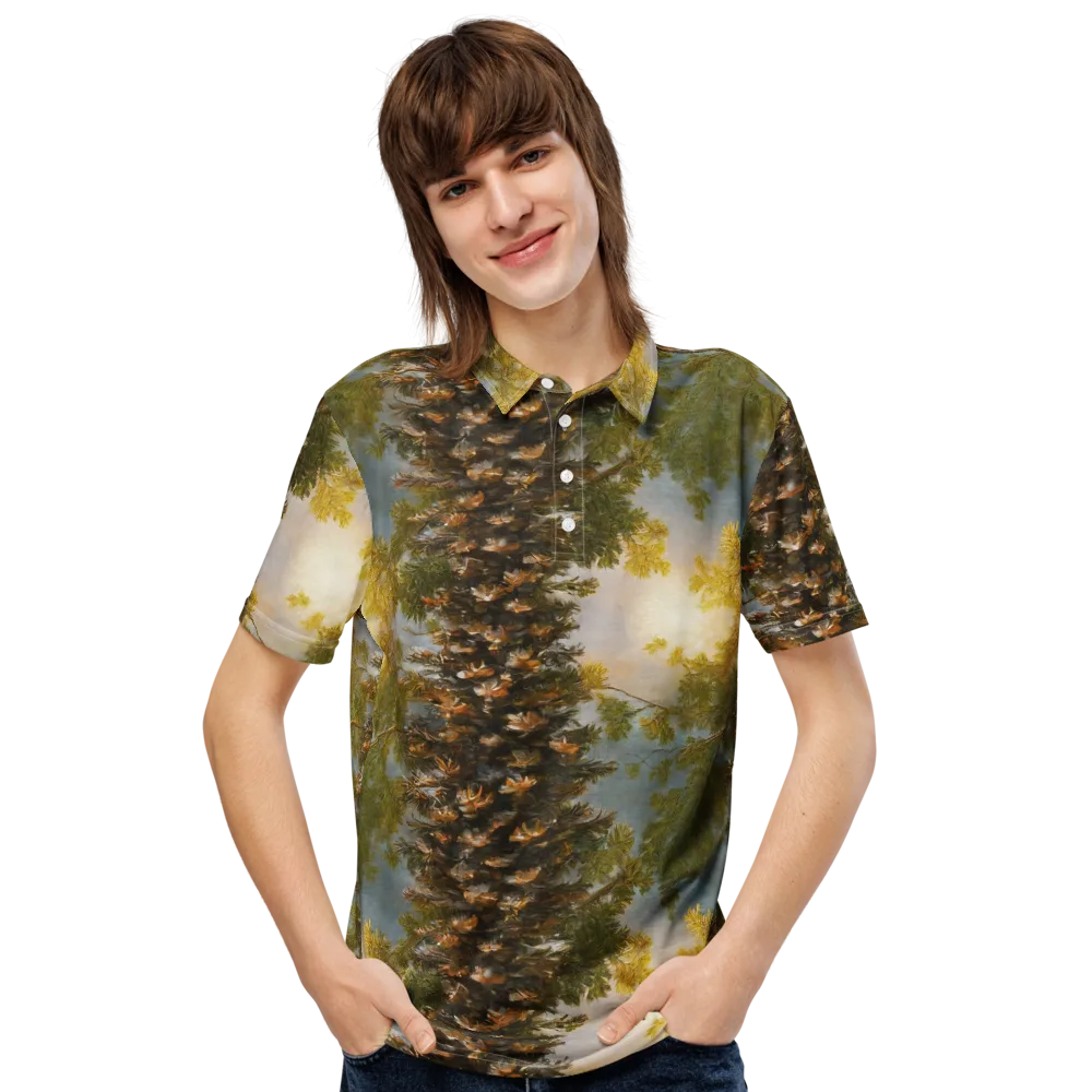 Golden Conifer on Men's Slim Fit Polo Shirt — Front