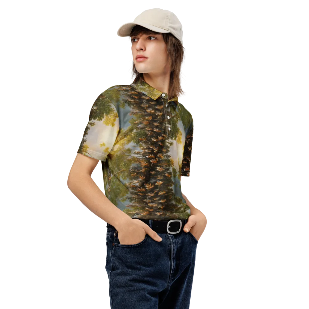 Golden Conifer on Men's Slim Fit Polo Shirt — Right Front