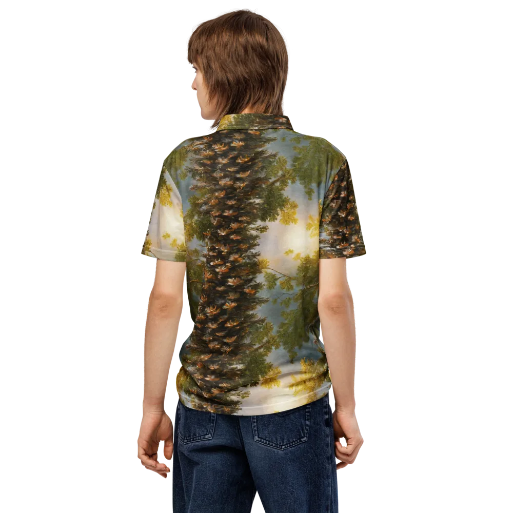 Golden Conifer on Men's Slim Fit Polo Shirt — Back