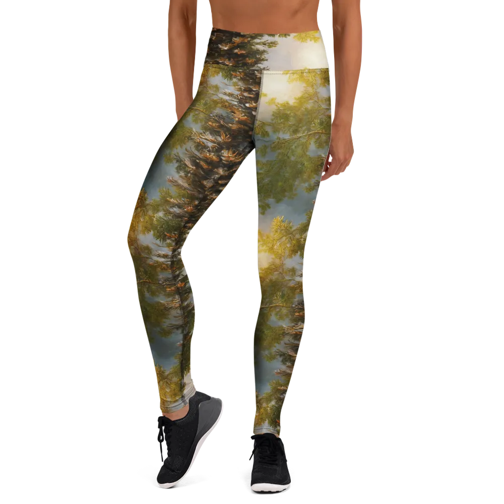 Golden Conifer on Yoga Leggings — Front