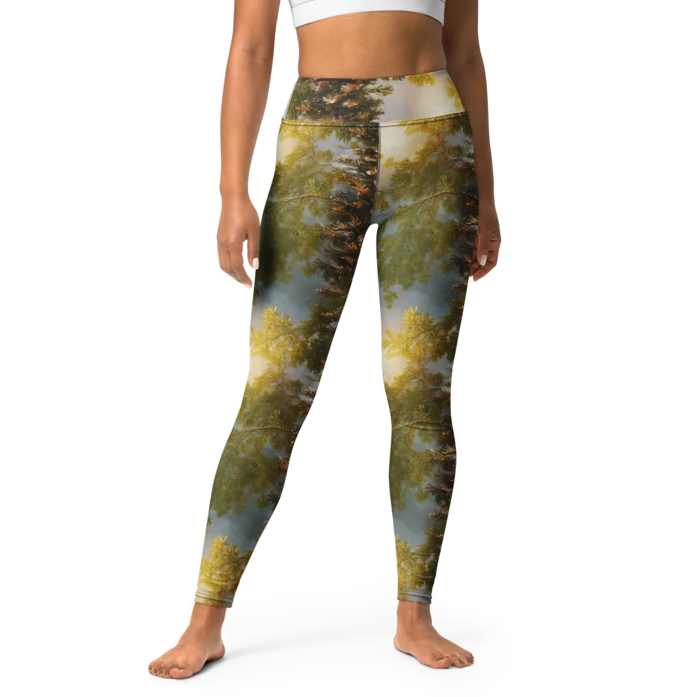 Golden Conifer on Yoga Leggings — Front