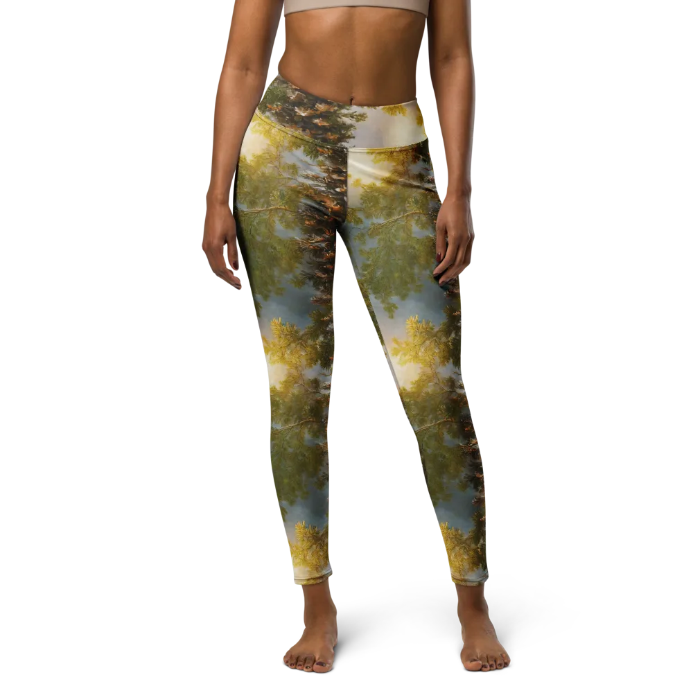 Golden Conifer on Yoga Leggings — Front