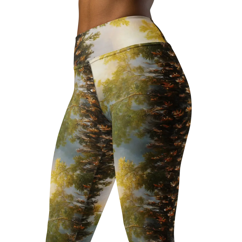 Golden Conifer on Yoga Leggings — Left Front