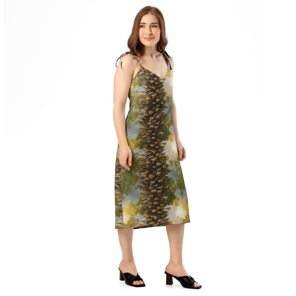 Golden Conifer on Slip Dress — Right Front