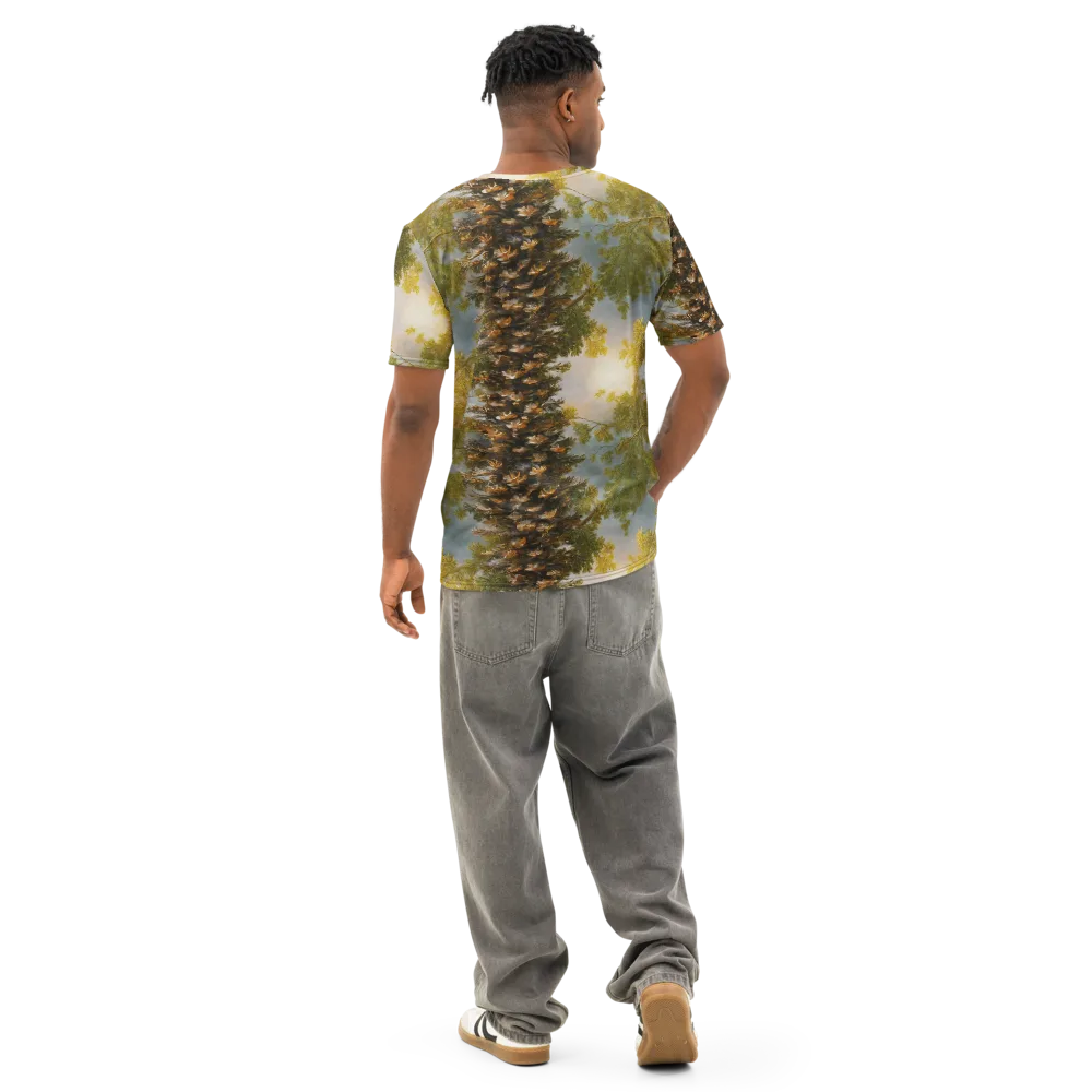 Golden Conifer on Men's Cotton Crew Neck T-Shirt — Back